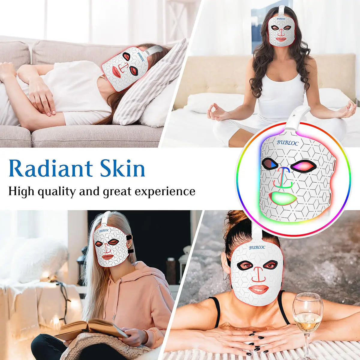 LED Face Mask 7 Colors Red Light Therapy Device for Anti Aging Acne Pore Oil Control Skin Tighten Whiten Red Light Mask