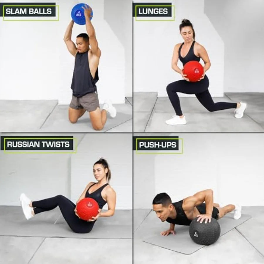 Slam Medicine Balls for Strength and Conditioning Cardio and Core Workouts: 5-50lbs Dead Weight Balls with Smooth and Tread Tex