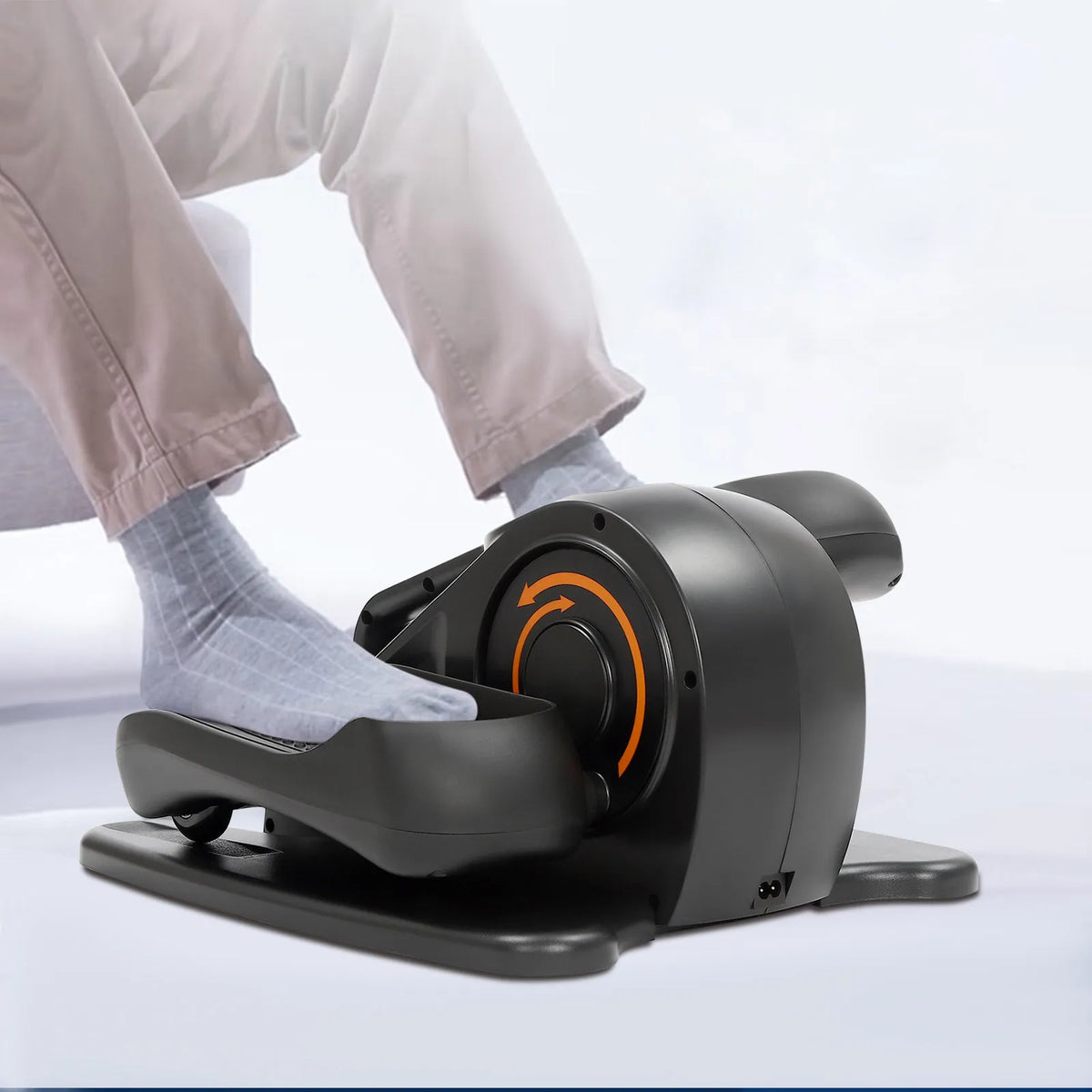 Under Desk Foot Pedal Elliptical Exerciser, 50W Motorized Trainer Forward & Reverse Direction, LED Display Compact Sitting Exercise Machine for Seniors & Office Workers