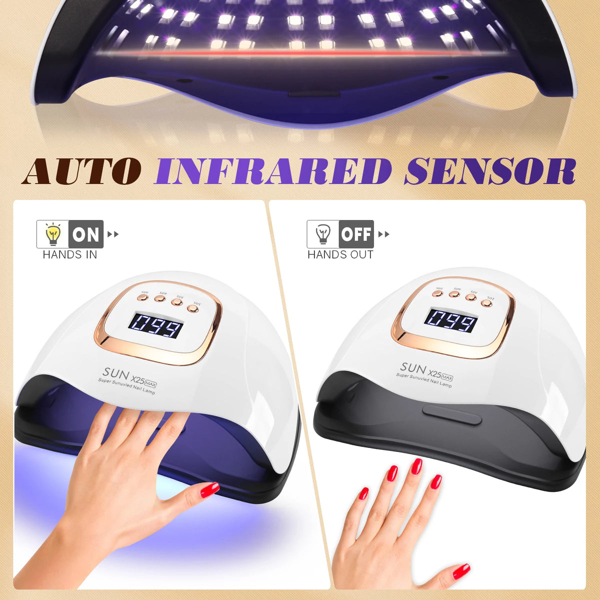 81LEDS UV Lamp for Nails Drying Quick Curing All Gel Nail Polish Professional Powerful UV Light Dryer Manicure For Fingernails 10s/30s/60s/99s Timer LCD Screen