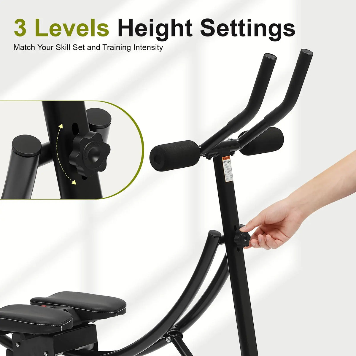 Ab Workout Equipment 150kg/ 330lbs Load for Home Gym, Abs Crunch Core Training Machine, 3 Level Adjustable W/ LED Monitor