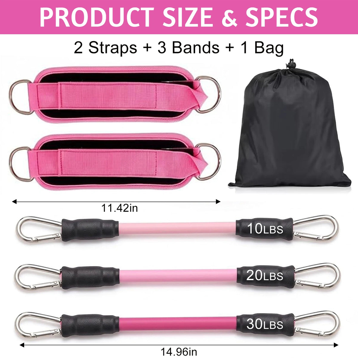 Ankle Resistance Bands with Secure Hold Slip-Proof Cuffs, Home Gym Leg & Glute Workout Equipment, 5-Pack for Kickbacks & Hip Training, Leg Work Out Accessories