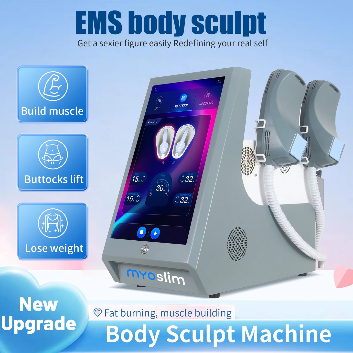 Myoslim Neo Portable Body Slimming EMS Machine Electromagnetic Muscle Stimulate Fat Removal Build Muscle.
