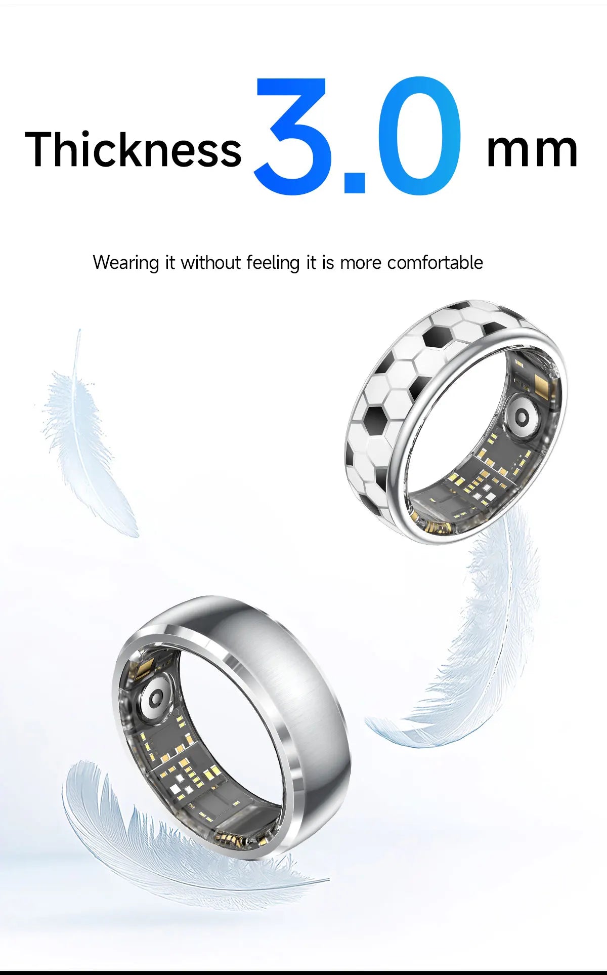 （Local USA）Football Smartring  Incoming Call Vibration Alerts Smart Ring Gesture Control Messages Alarms Vibration Health Monitoring Smartring Women Men
