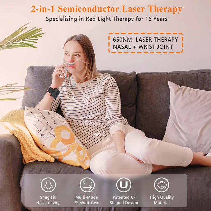 Laser Watch Therapy 650nm Diabetic Watch Semiconductor Laser Treatment for High Blood Pressure Congested Nose Rhinitis