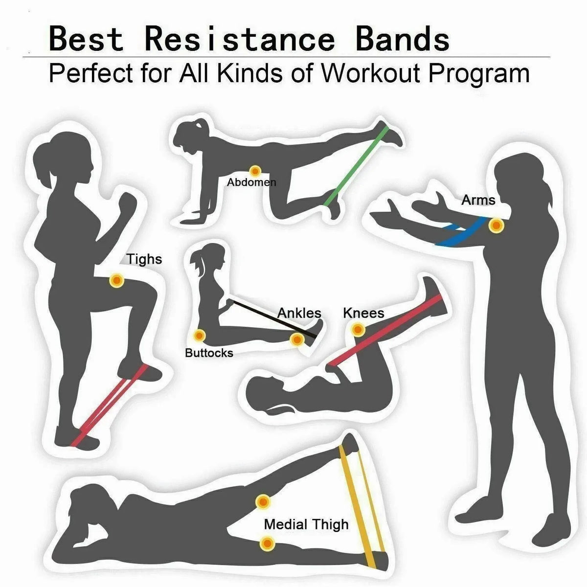 Resistance Bands Set Loop Exercise Yoga Elastic Fitness Band for Gym Workout Strength Training