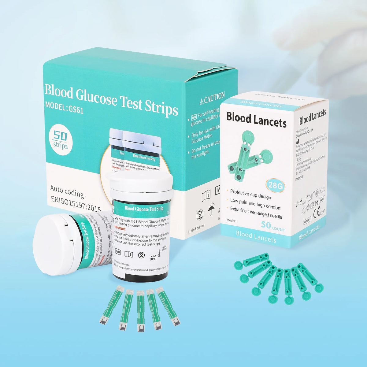 Blood Glucose Monitor Diabetes Tester Kit Medical Blood Sugar Meter Glucometer with 50 Test Strips 50 Lancets Lancing Device Portable Household Health Care Monitor for Elderly Pregnant Auto-Coding 10s Fast Result mmol/L High