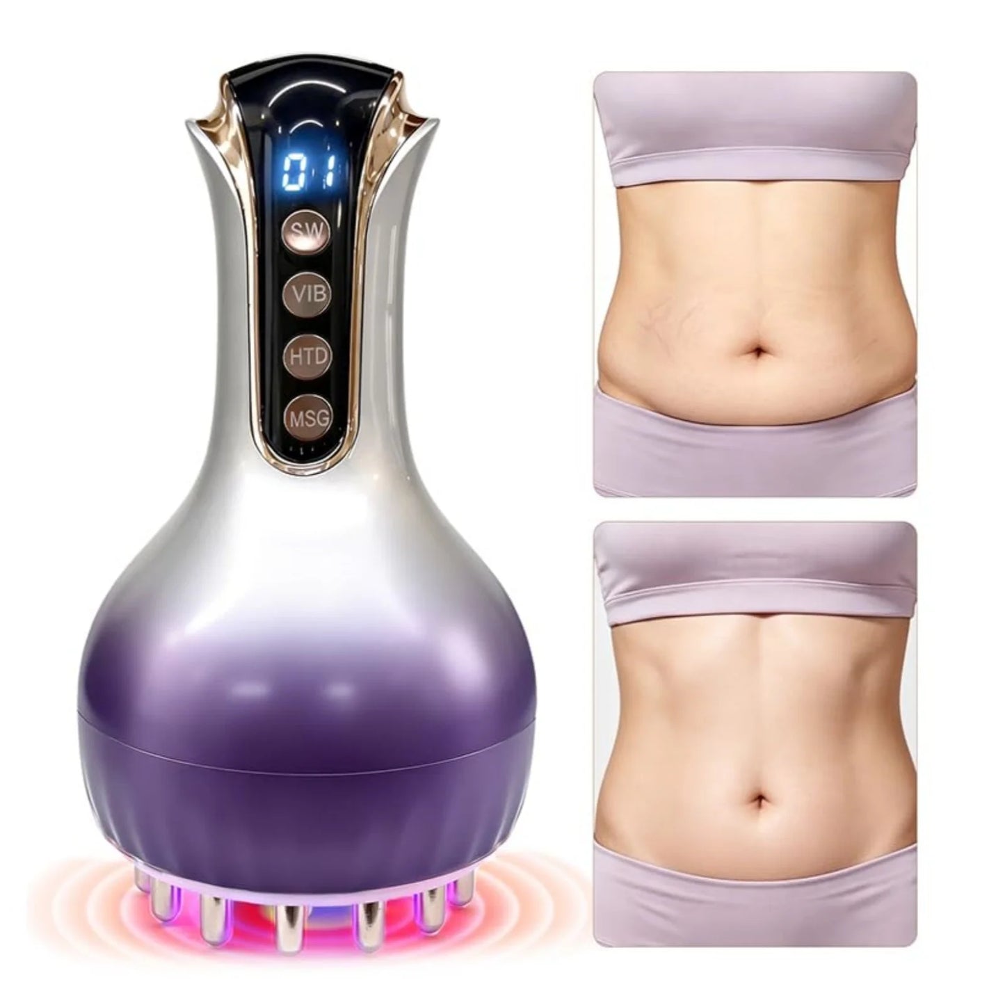 Electric Cellulite Massager Body Sculpting Machine Lymphatic Drainage Meridian Brush Microcurrent Heating Vibration Slimming Skin Tightening Weight Loss Device Detox Anti-Cellulite Muscle Relax Massager Neck Back Waist Leg Be