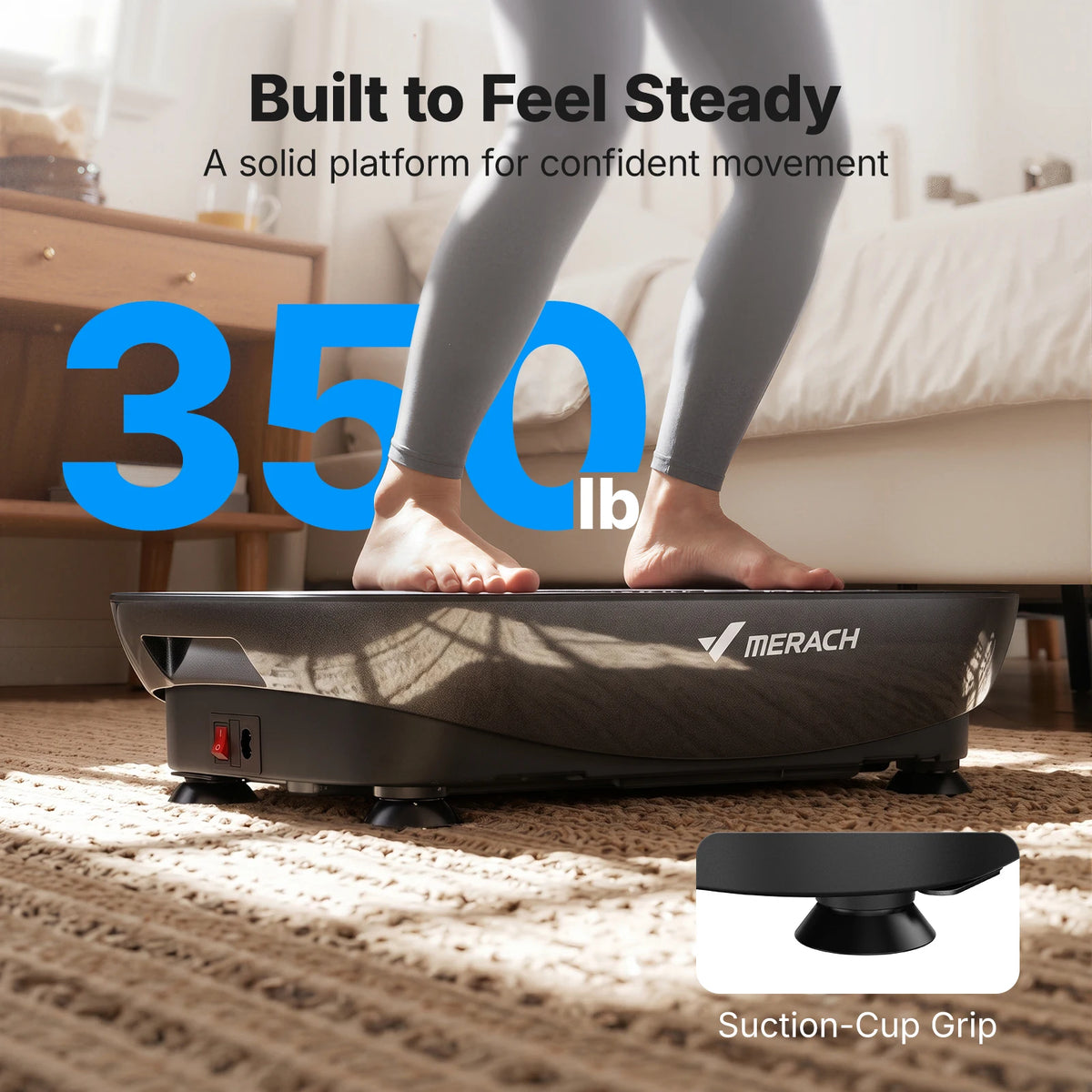 Merach Vibration Plate Exercise Machine with Digital Display Built-in Speakers, Whole Body Workout Weight Loss 350lbs Capacity for Lymphatic Drainage Home Fitness Equipment