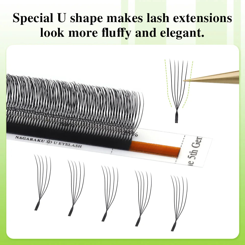 NAGARAKU 5cases 5D U Shape Lashes Soft Natural Eyelash Extensions Fast Free Delivery Ship from USA