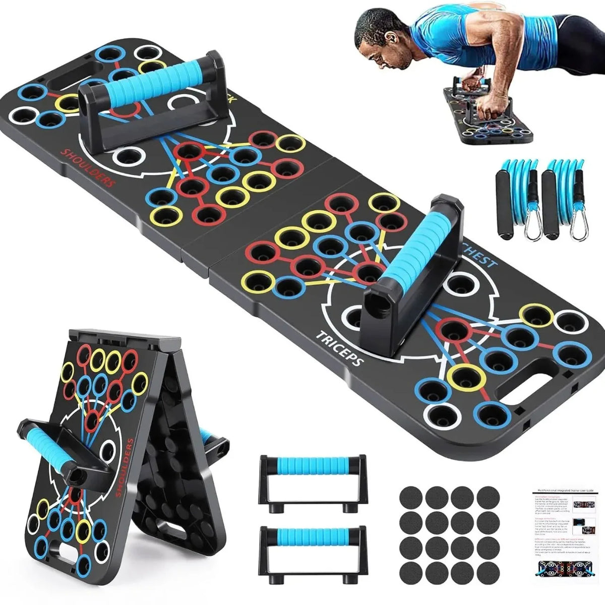 Portable Foldable Push Up Board Set with Handles, Multifunctional Home Gym Fitness Equipment for Chest, Arms, Back & Core Training
