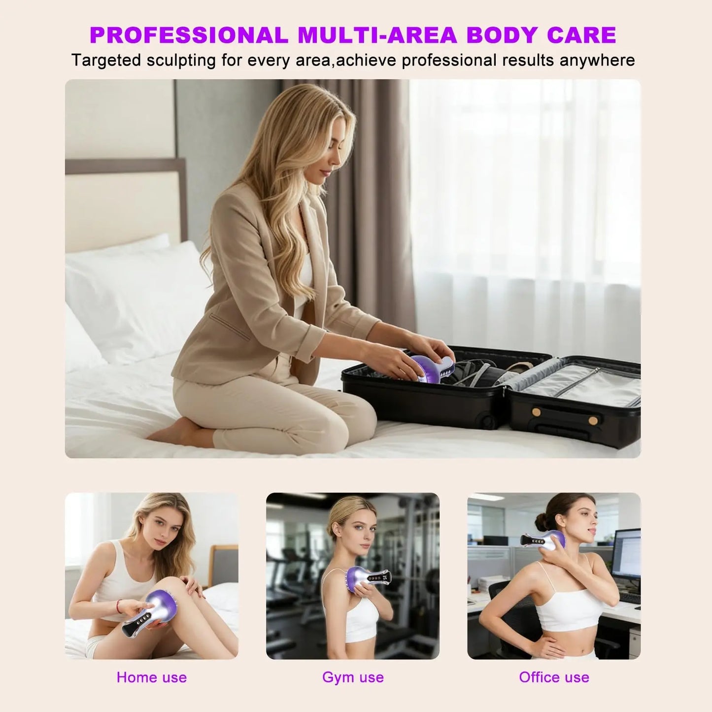 Electric Cellulite Massager Body Sculpting Machine Lymphatic Drainage Meridian Brush Microcurrent Heating Vibration Slimming Skin Tightening Weight Loss Device Detox Anti-Cellulite Muscle Relax Massager Neck Back Waist Leg Be