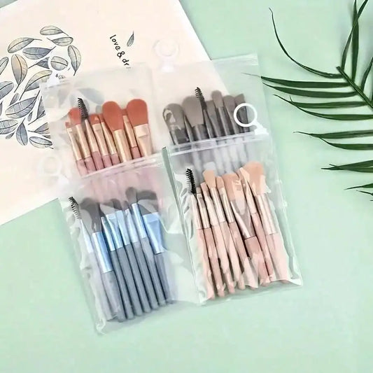 8Pcs Mini Multipurpose Makeup Brush Set Portable Cosmetic Tool For Blush Highlighter Eyeshadow Powder Concealer Daily Beauty Accessory For Women
