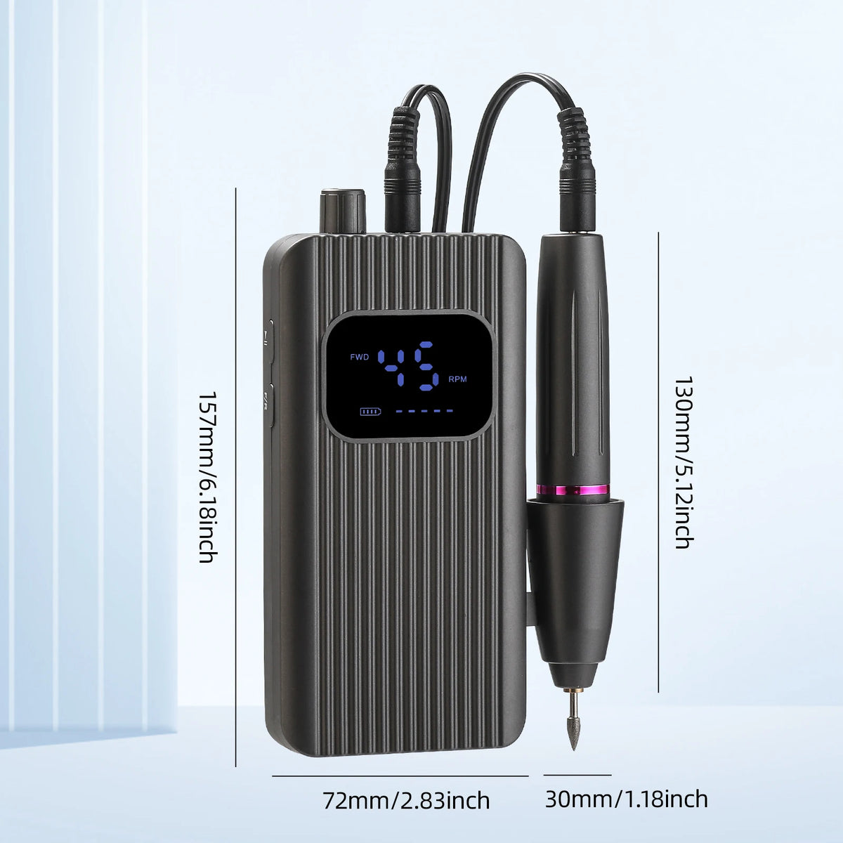 45000RPM Professional Electric Nail Drill Machine, Portable Rechargeable Nail File for Gel Nail Remover, Manicure Pedicure Polishing Tool for Salon & Home Use