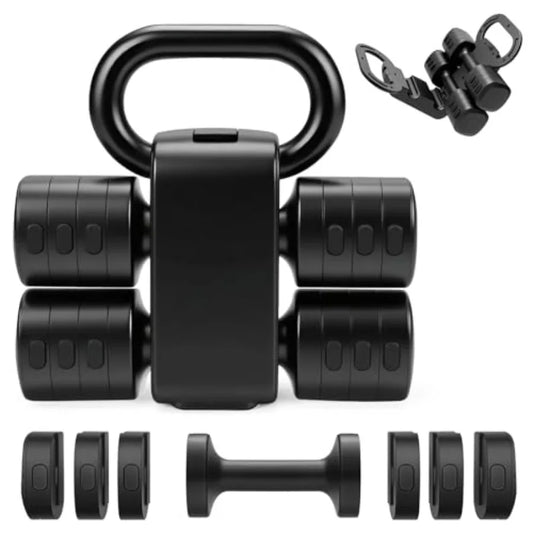 Home Exercise Training: Adjustable 2-in-1 Convertible Kettlebell Dumbbells Set Steel Black Quick-Change Weight Selection from 2
