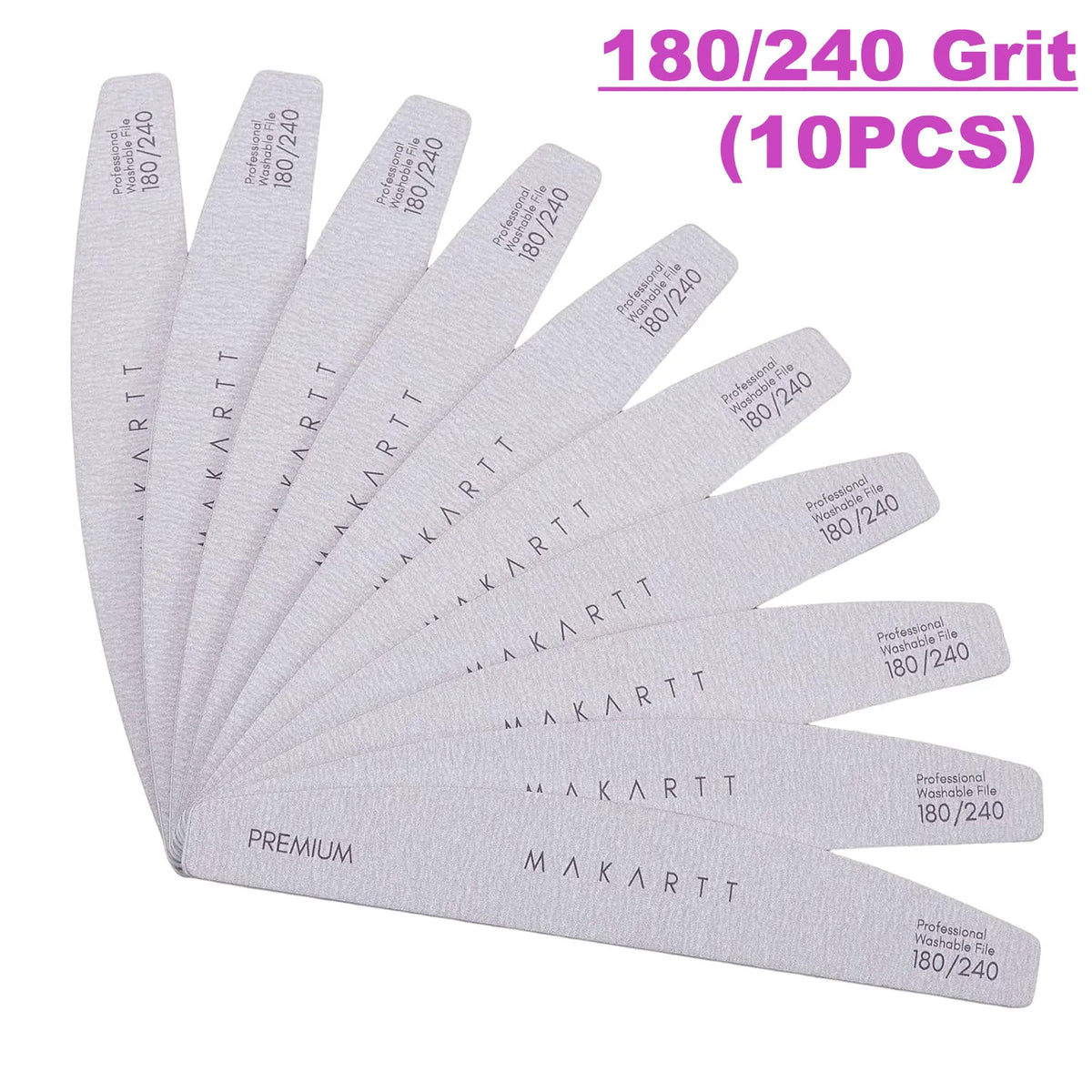 Makartt Nail File 10Pcs Emery Boards for Nails, 80 /80 100/180 Grit Professional Doubled Sides Coarse Toenail Filer Heavy Duty