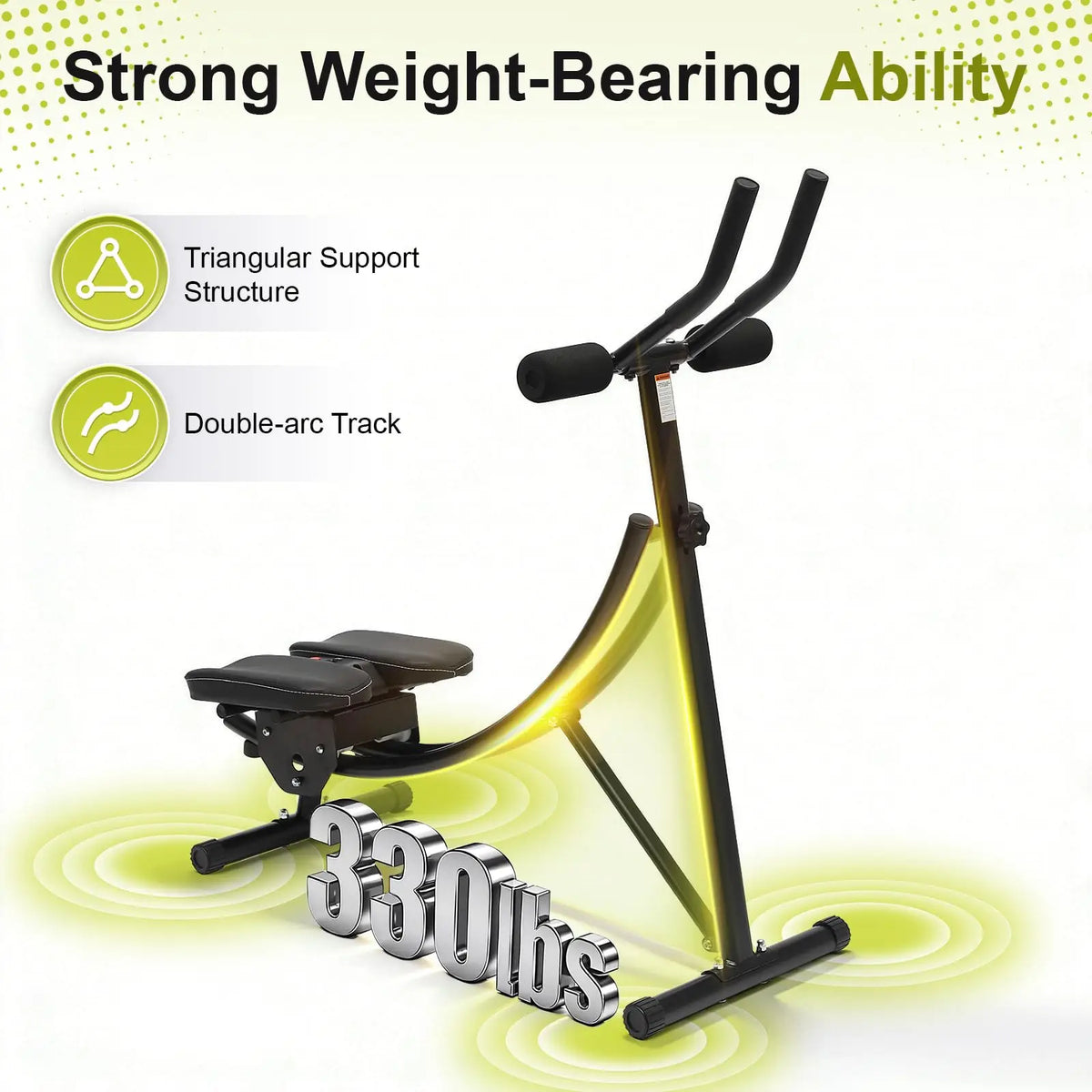 Ab Workout Equipment 150kg/ 330lbs Load for Home Gym, Abs Crunch Core Training Machine, 3 Level Adjustable W/ LED Monitor