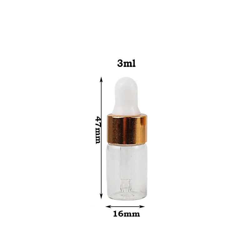 100Pcs/Sets 1/2/3/5ml Mini Dropper Bottles With Cap for Essential Oil Aromatherapy Bottles Refillable Reagent Pipettes Bottles