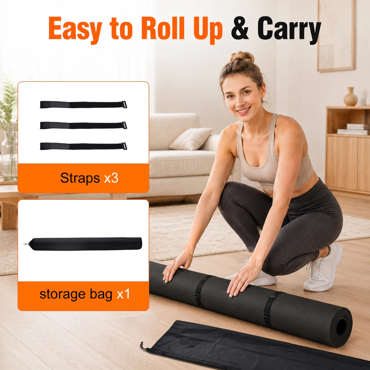 Extra Large Double Yoga Mat 8x6 feet Foldable Non-Slip PVC Exercise Mat 7mm Thick Shock Absorbing Cushion for Pilates Stretching Fitness Home Gym Couple Workout Portable Easy Storage Travel Mat for Men Women