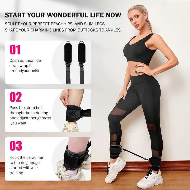 Ankle Resistance Bands with Secure Hold Slip-Proof Cuffs, Home Gym Leg & Glute Workout Equipment, 5-Pack for Kickbacks & Hip Training, Leg Work Out Accessories