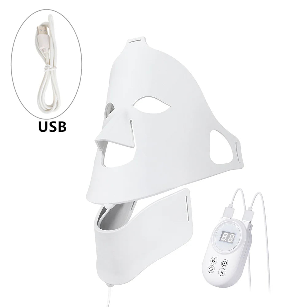 Foreverlily Face Neck Silicone LED Mask 7 Colors LED Light Photon Red Light Therapy 3D Flexible Facial Mask Anti-Ance Skin Care