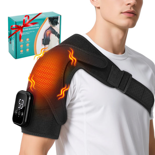 Electric Heating Shoulder Brace Vibration Hot Compress Shoulder Massage Support Belt Strap For Joint Brace Care Muscle Relaxatio