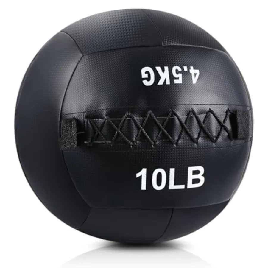 Soft Wall Medicine Ball for Exercise Fitness: Rubber Black Non-Slip Grip Slam-Resistant for Strength Core Lunge Partner Toss Tr