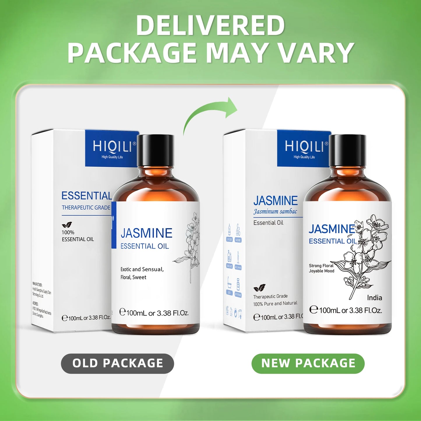 HIQILI 100ML Jasmine Ylangylang Orange Essential Oils, 100% Pure Floral Oil for Diffuser, Humidifier, Massage, DIY Fragrance