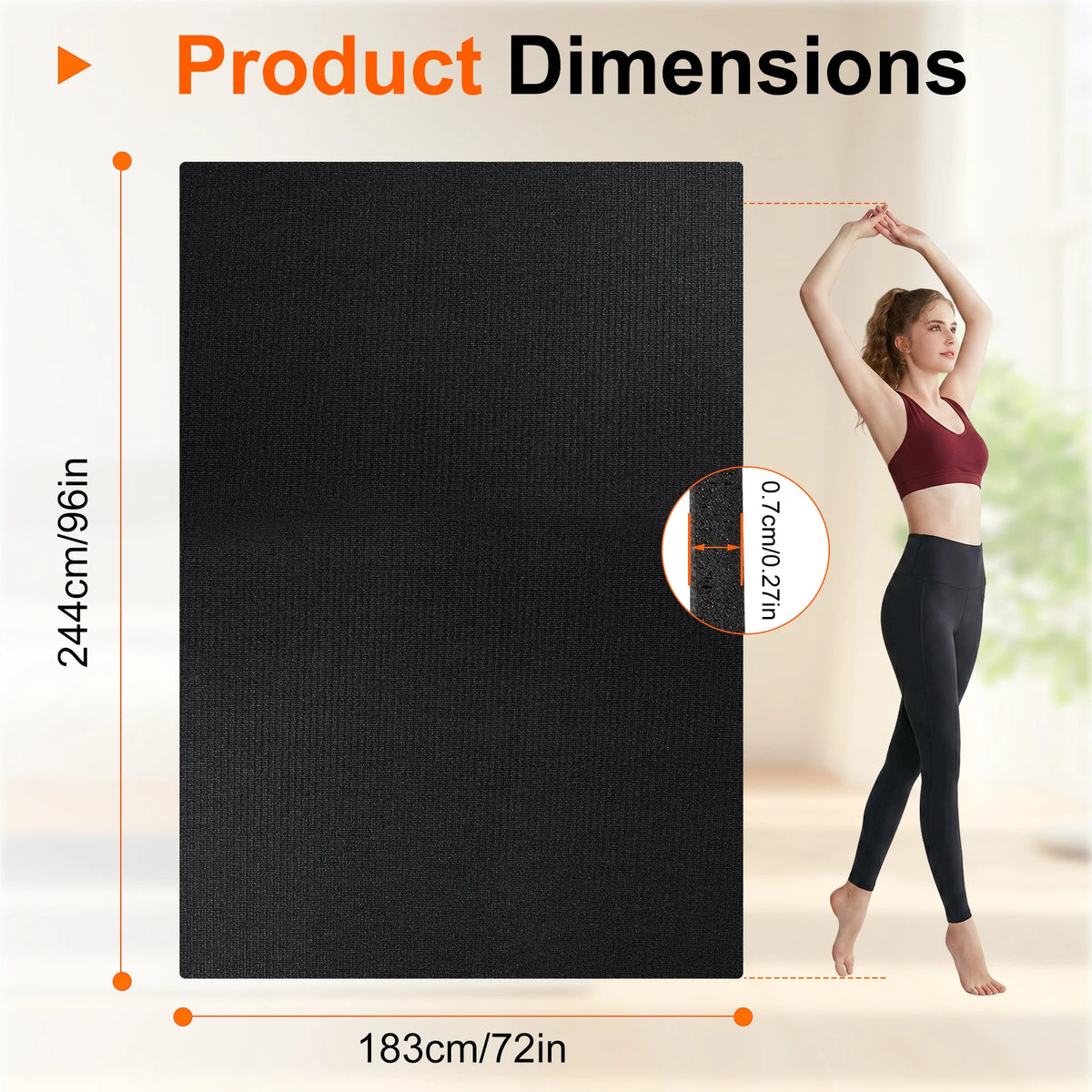 Extra Large Double Yoga Mat 8x6 feet Foldable Non-Slip PVC Exercise Mat 7mm Thick Shock Absorbing Cushion for Pilates Stretching Fitness Home Gym Couple Workout Portable Easy Storage Travel Mat for Men Women