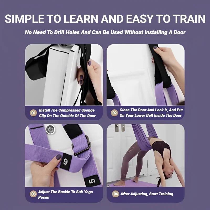 Adjustable Aerial Yoga Strap Pull Rope Women Hammock Stretch Leg Splits Trainer Female Gym Belt Swing Stretching Fitness