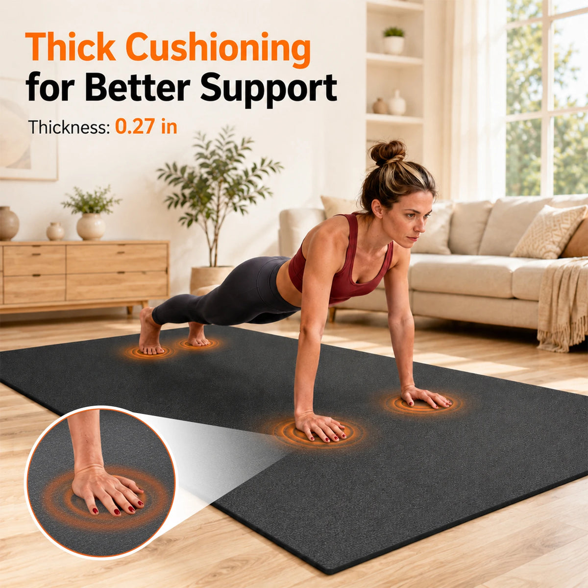 Extra Large Double Yoga Mat 8x6 feet Foldable Non-Slip PVC Exercise Mat 7mm Thick Shock Absorbing Cushion for Pilates Stretching Fitness Home Gym Couple Workout Portable Easy Storage Travel Mat for Men Women