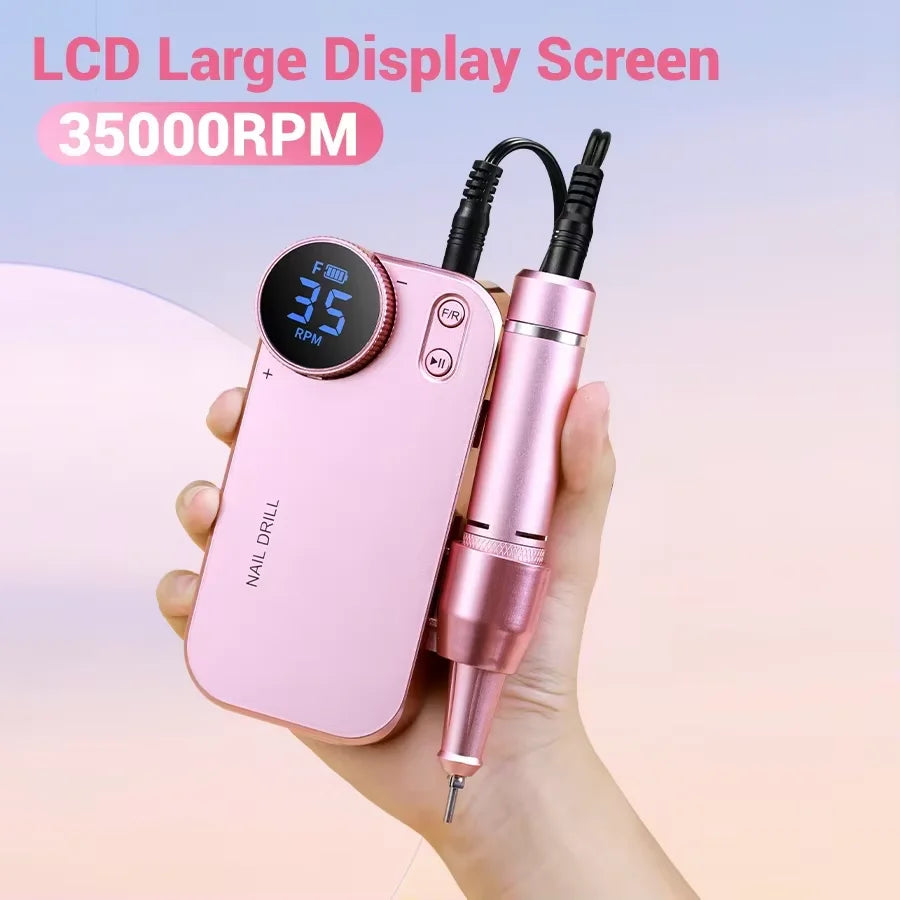 Cosprysmal Professional Nail Drill Kit, Cordless Electric Nail File With LCD Display, Rechargeable 4500mAh Battery Nail Efile For Acrylic & Gel Nails, Manicure Pedicure, Salon & Home Use For All Festival Gifts
