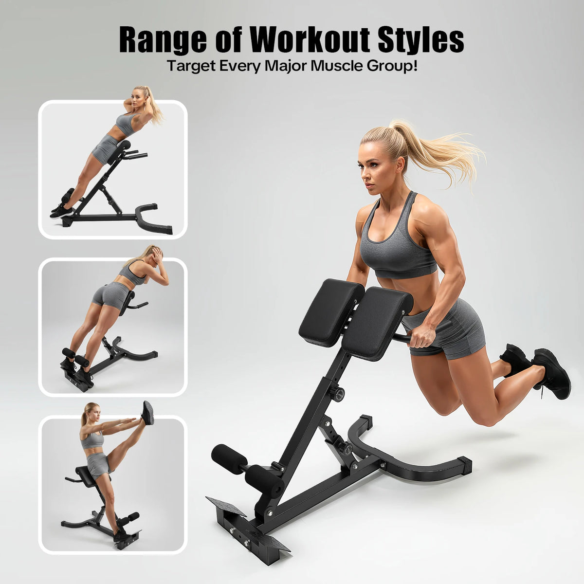 Roman Chair Back Extension Machine, 330LBS Back Extension Roman Chair Abdominal Exercise Equipment Multi-Functional