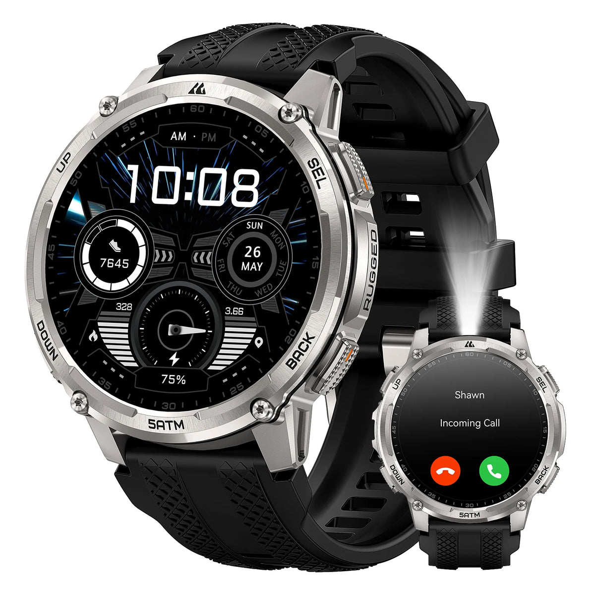 KOSPET TANK T4C Smartwatch Men’s Outdoor Rugged Watch with Flashlight Dual‑Band GPS 50M Waterproof Fitness & Health Tracker