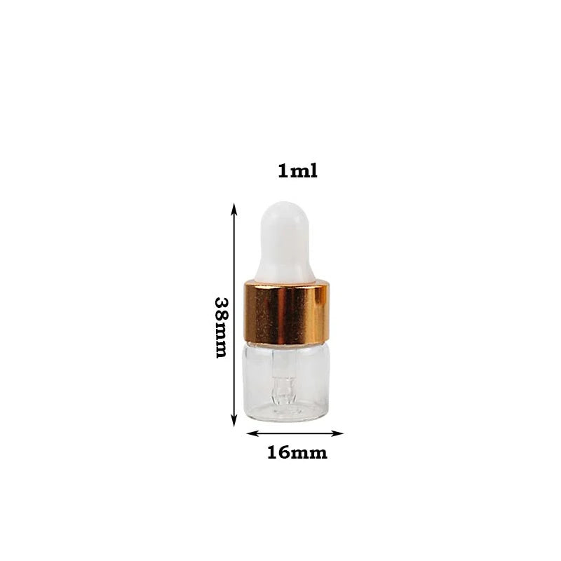 100Pcs/Sets 1/2/3/5ml Mini Dropper Bottles With Cap for Essential Oil Aromatherapy Bottles Refillable Reagent Pipettes Bottles