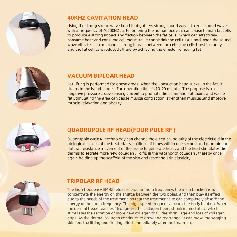 4IN1 Cavitation Body Slimming 40K Machine Beauty Massager Skin Tighten Face Lifting Vacuum Suction