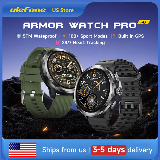 Ulefone Armor Watch Pro 1.5" AMOLED Smartwatch with Built-in GPS, Heart Rate Monitoring, Sports Watch for Men & Women