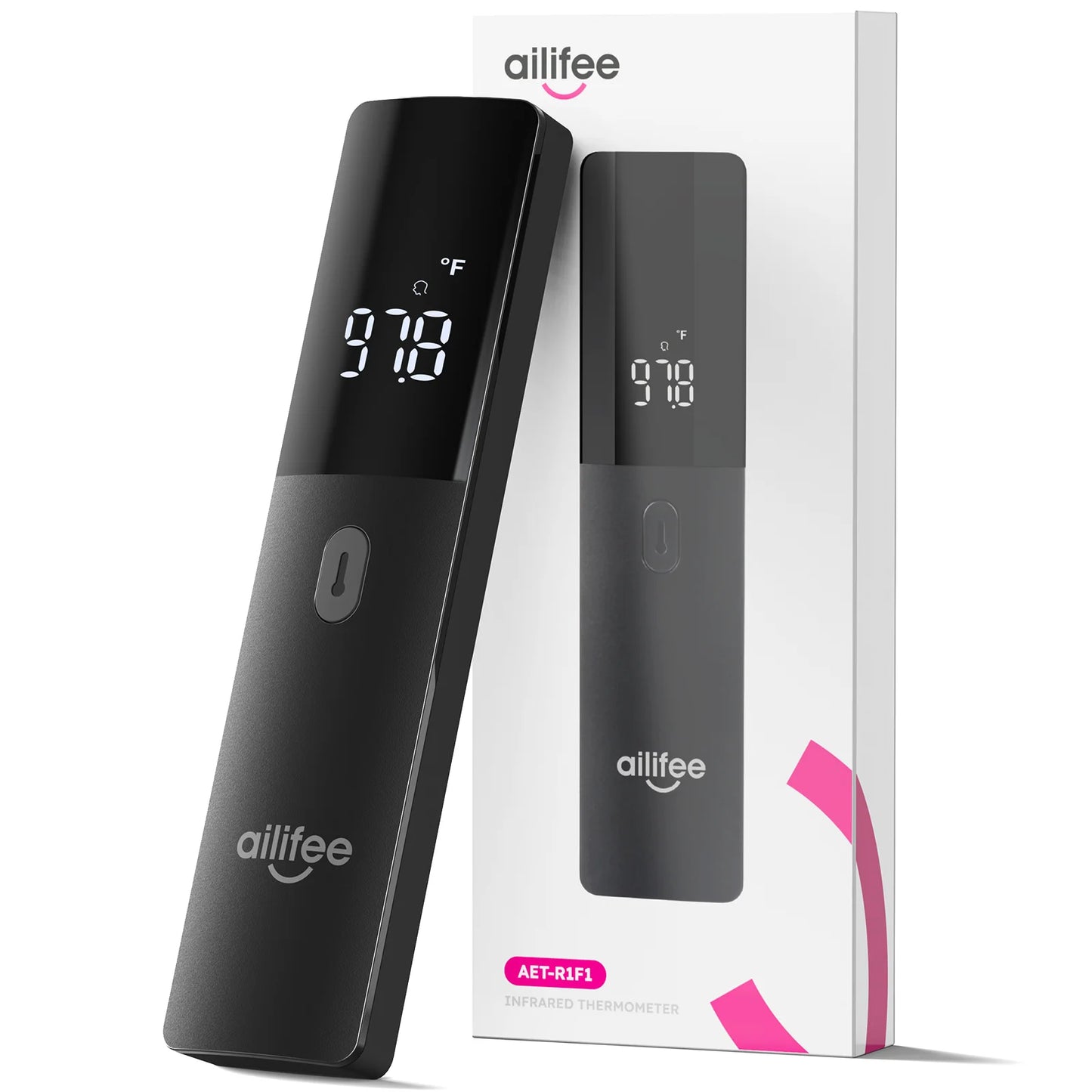 AILIFEE Forehead Thermometer for Adults & Kids, No Touch Digital Thermometer with 1s Fast Accurate Readings, LED Backlit Display, Fever Alarm, 32 Memories, ℃/℉ Switch, AET-R1F1