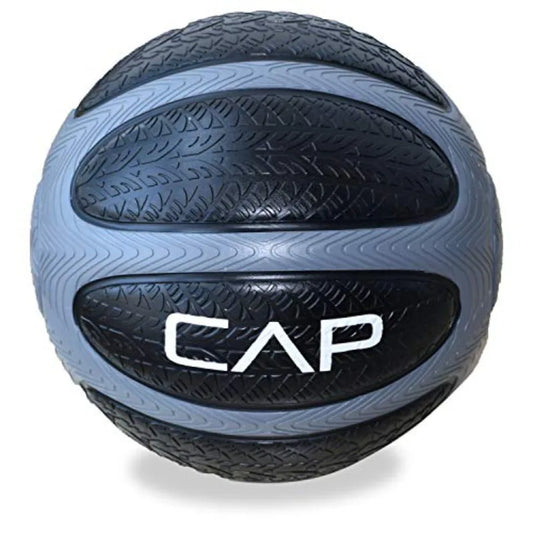Medicine Ball for fitness training rubber-coated steel core black with neon yellow accents non-slip textured surface and balanc