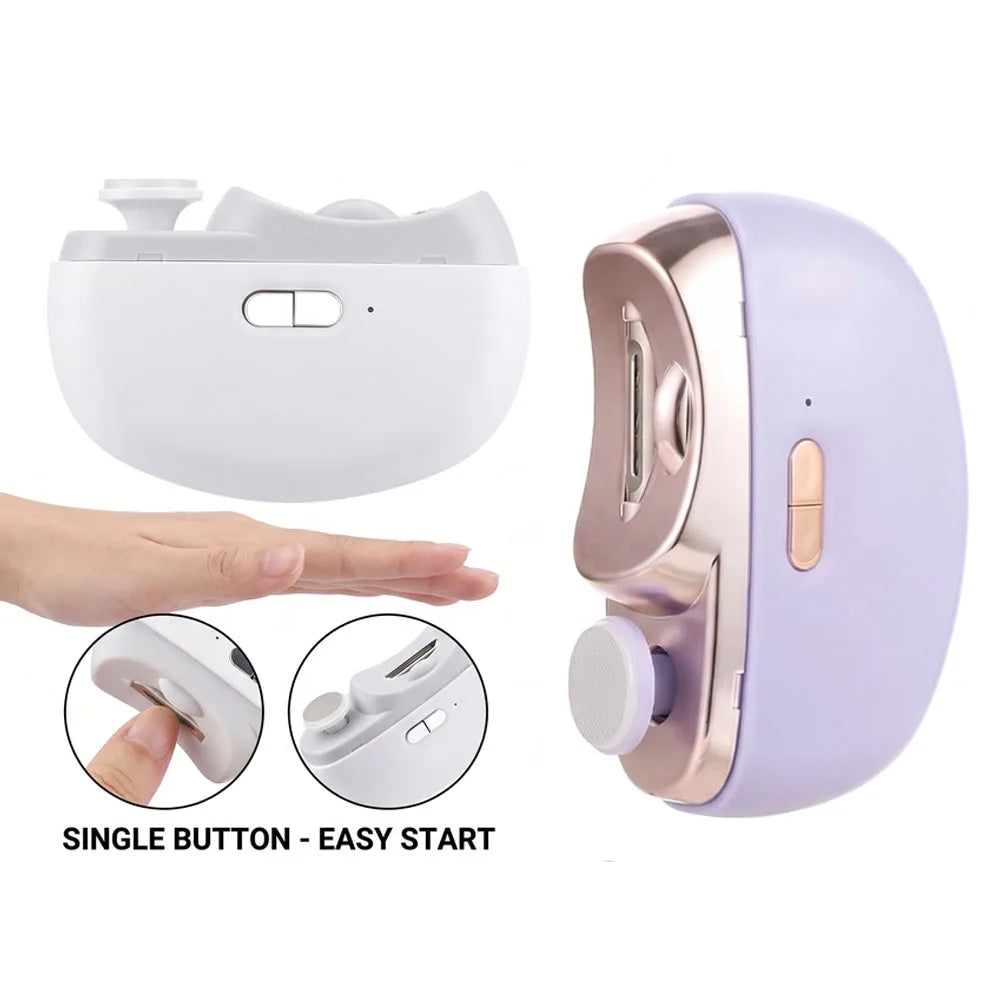 Electric Nail Clipper 2-in-1 Manicure Polishing Machine for Adult And Baby Fingernails - Automatic Trimmer And Cutter Grinder