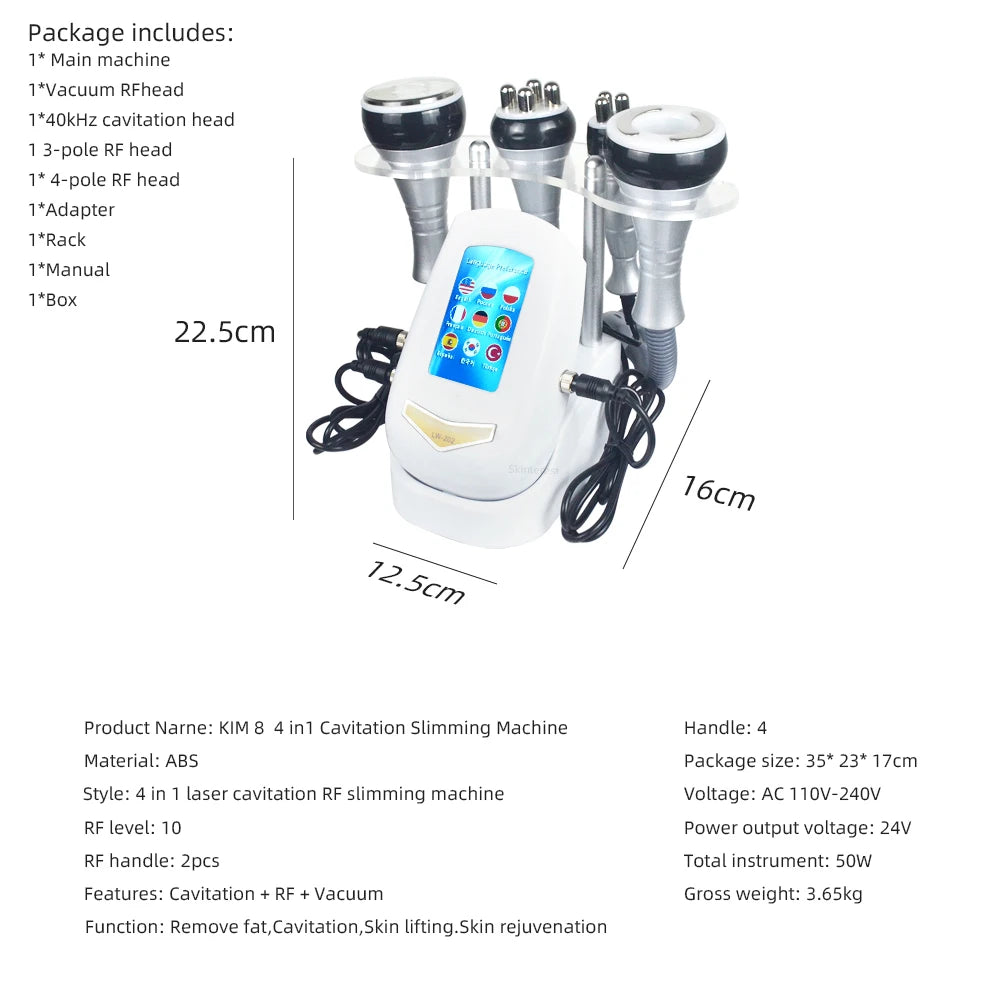 4IN1 Cavitation Body Slimming 40K Machine Beauty Massager Skin Tighten Face Lifting Vacuum Suction