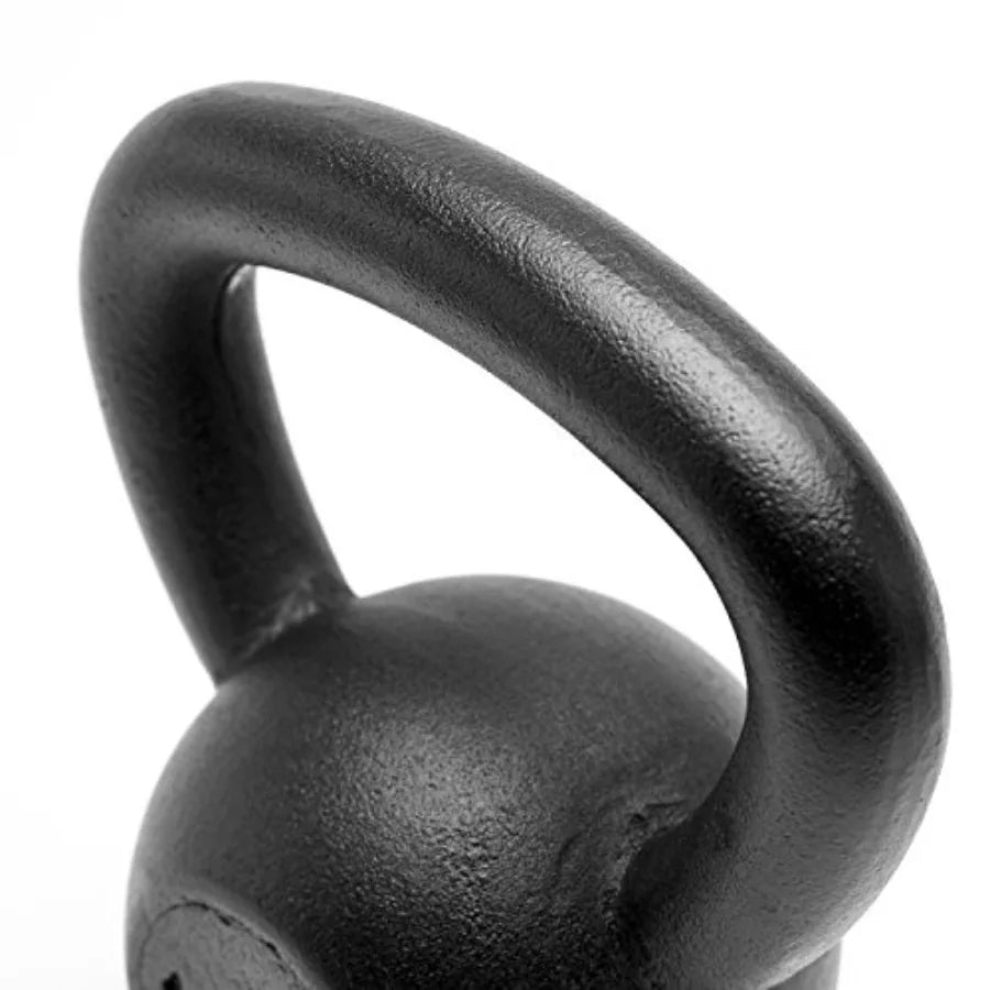 Gym Use Powder Coated Solid Cast Iron Kettlebell Weights Set 5lb to 45lb Black Durable Non-Slip Grip