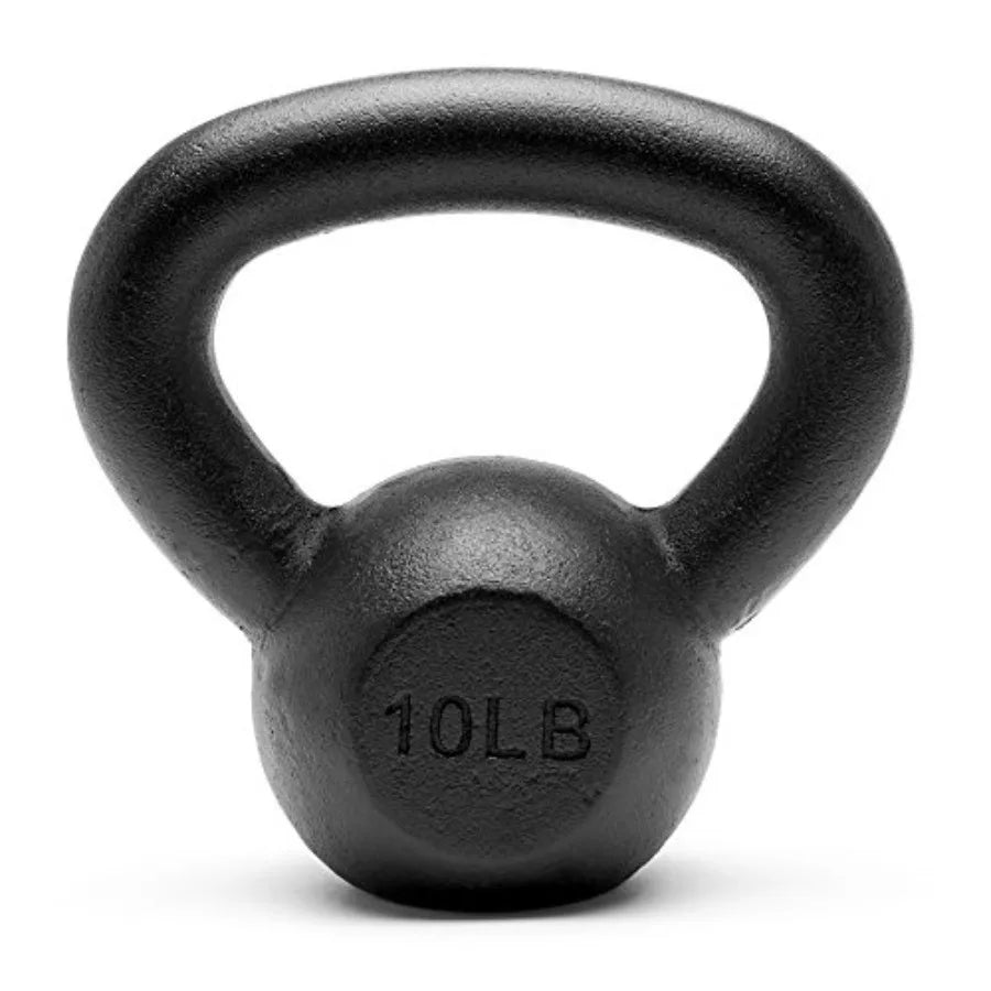 Gym Use Powder Coated Solid Cast Iron Kettlebell Weights Set 5lb to 45lb Black Durable Non-Slip Grip