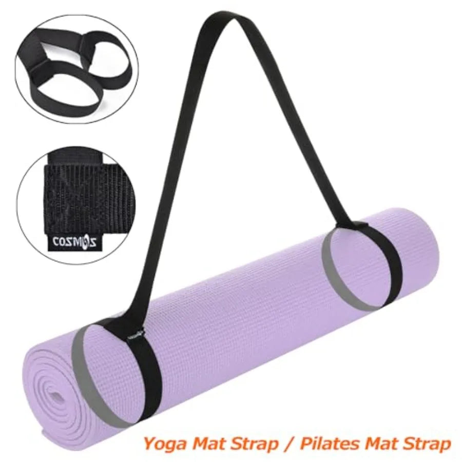 Yoga Pilates Mat Strap - Looped Sling/Harness/Carrier Strap with Stretching Band Loops for Pilates, Exercises and Aerobics Mat