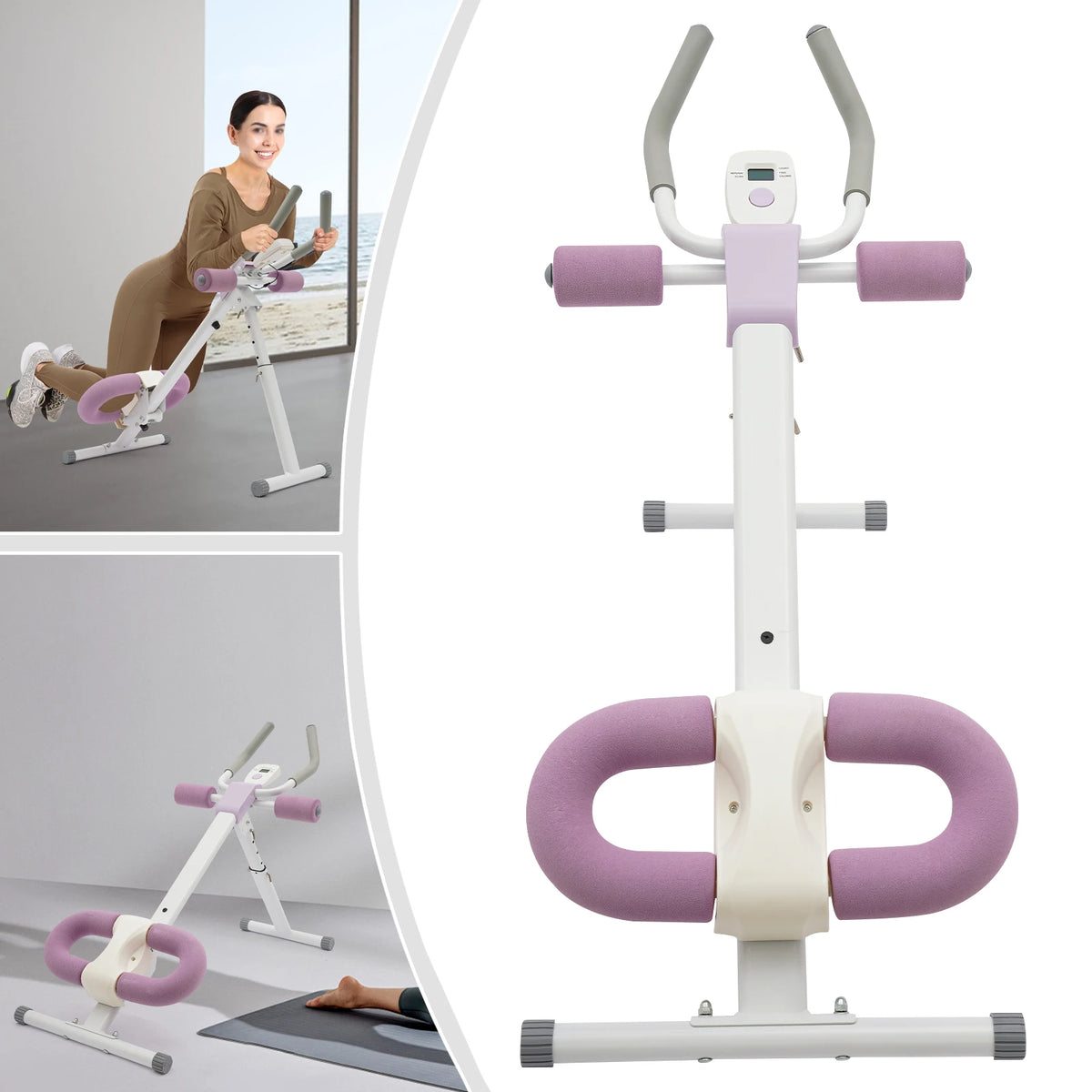 Foldable Abdominal Trainer Machine, Ab Workout Equipment with 2 Levels Incline & 5 Height Adjustable for Home Gym