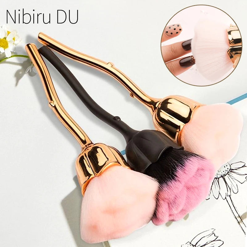 2pc-Rose Soft Brush, Nail Art Special, Nail Dust Brush, Gel Nail Polish Dust Cleaning Brush, Nail Art Tools