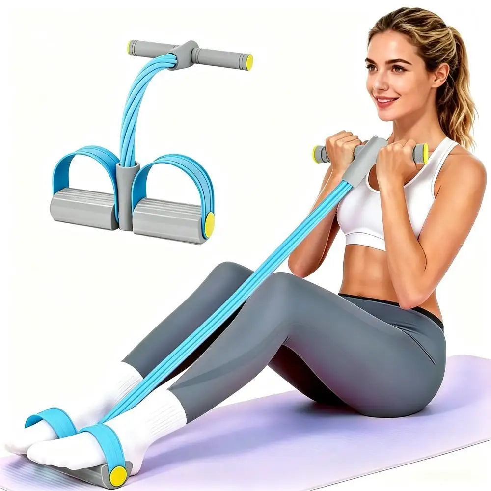 Home Workout Foot Pedal Resistance Bands with Handle, 8‑Tube Natural Rubber Tension Rope, Multifunction Training Gear for Ab Waist Arm Leg Yoga Pilates