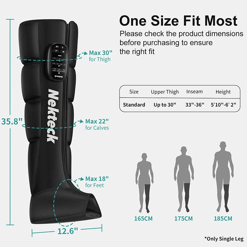 Nekteck 1 Pcs Air Pressure Leg Massager Cordless Foot Massage Boots Kneading Squeeze Deep Relaxation Calf with Storage Bag