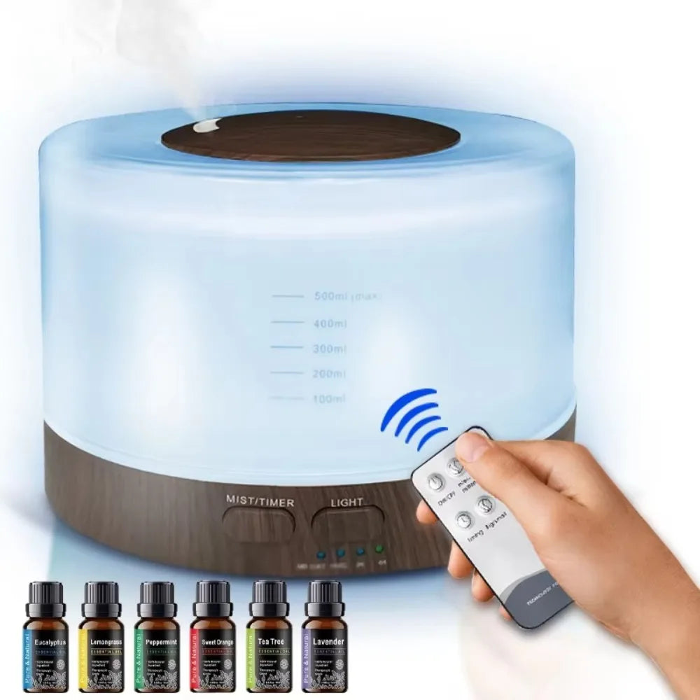 Ultrasonic Essential Oil Diffuser 550ml with 7 colors LED night lights Cool Mist for Aromatherapy Humidifying for home bedroom