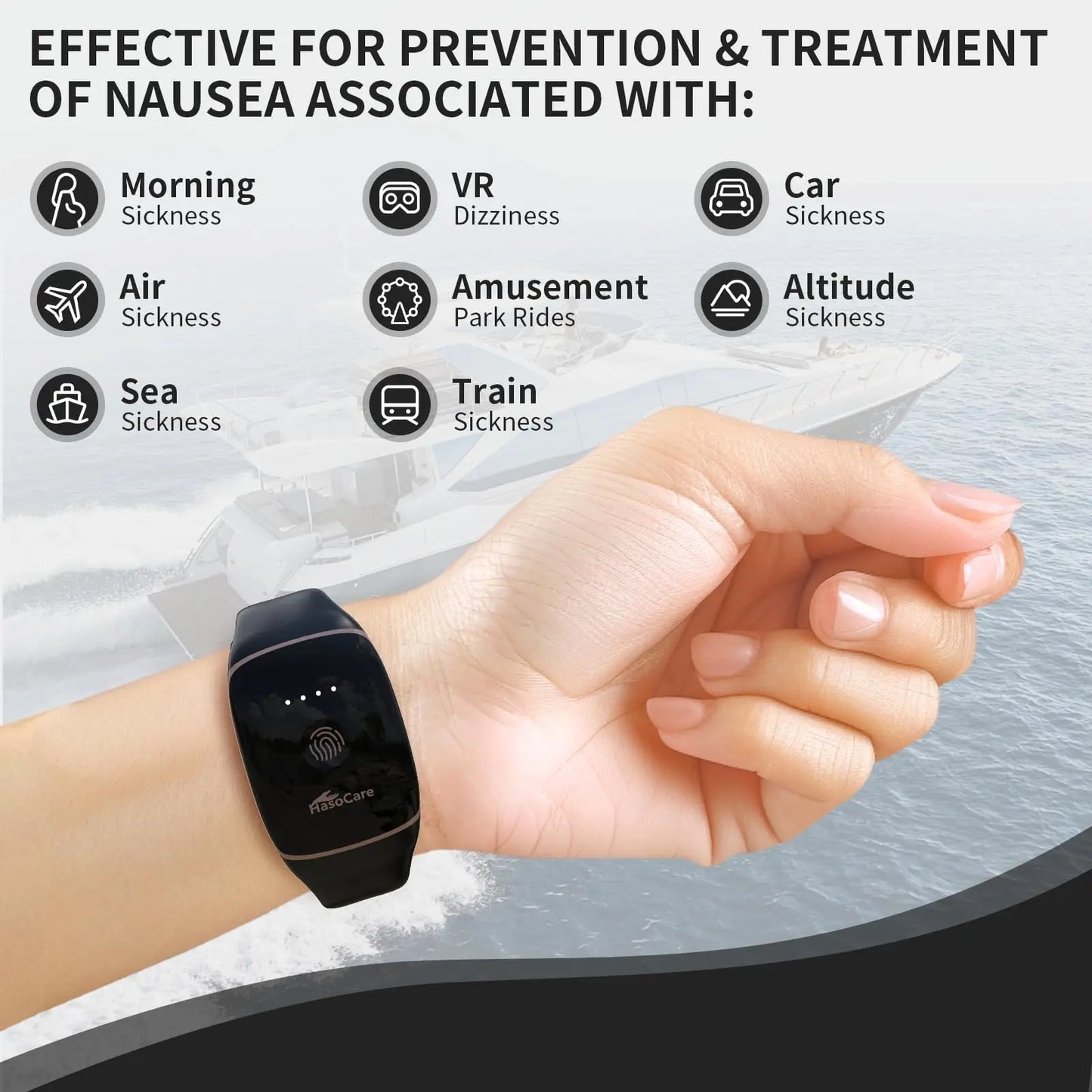 Anti Nausea Wristband 175mAh Battery Motion Sickness Band for Morning Sickness Relief&Relieve Seasickness&Airsickness&Nausea